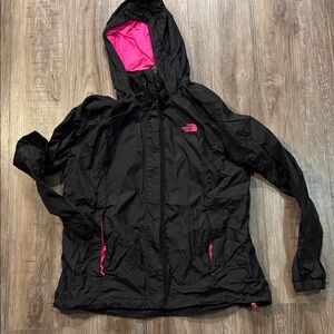 The North Face Black Rain Jacket with Pink Accents